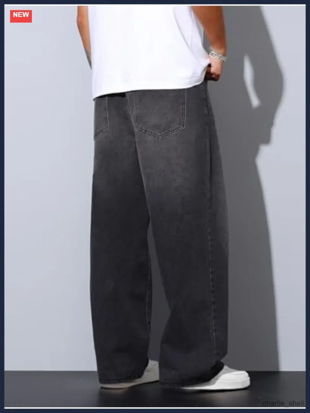 Men's Y2K Wide Leg Baggy Jeans 90s Vintage Denim Pants Loose Fit